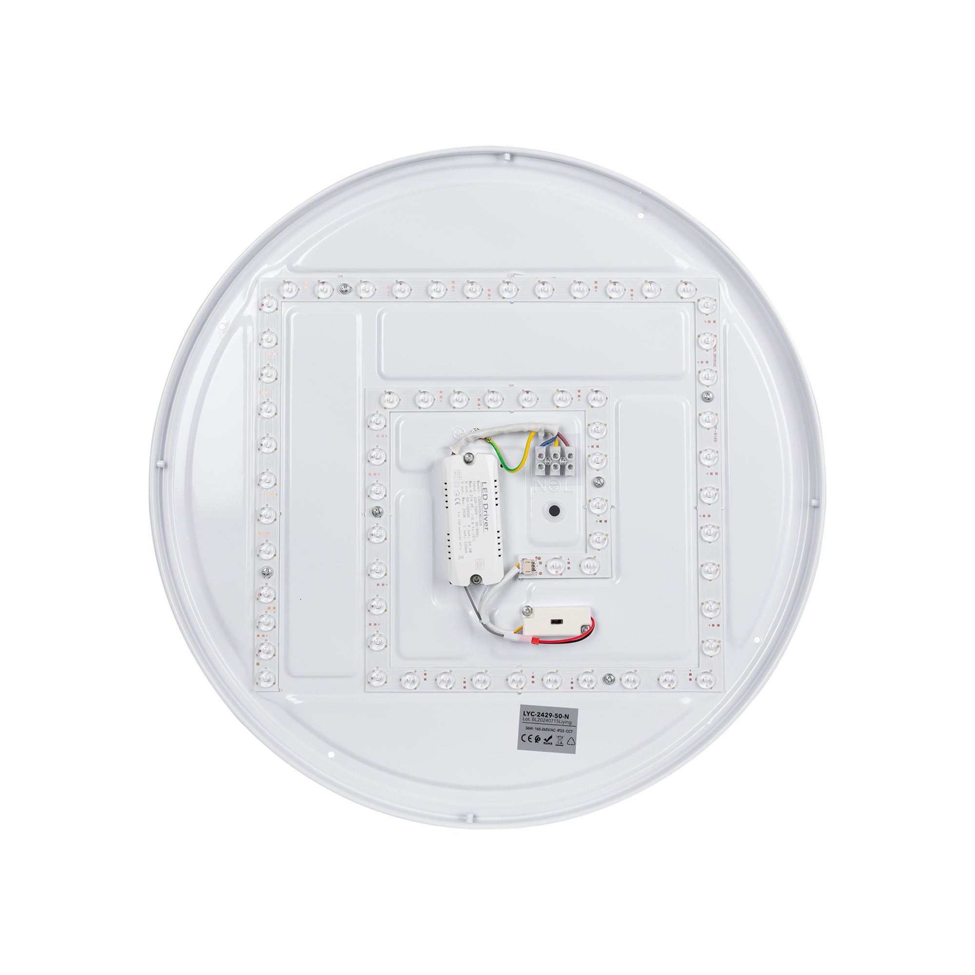 Lámpara de techo LED CCT tipo plafón - 36W - Efecto madera - Ø50cm