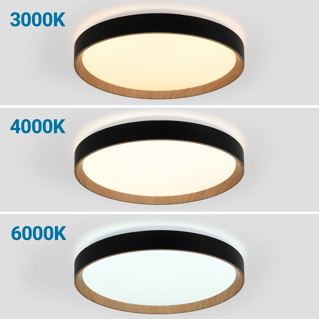 Lámpara de techo LED CCT tipo plafón - 36W - Efecto madera - Ø50cm
