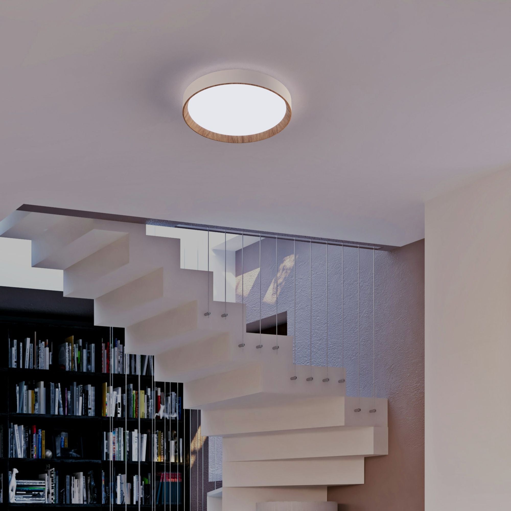 Lámpara de techo LED CCT tipo plafón - 36W - Efecto madera - Ø50cm