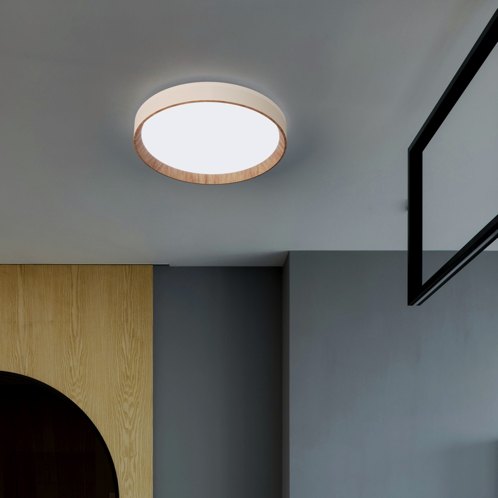 Lámpara de techo LED CCT tipo plafón - 36W - Efecto madera - Ø50cm