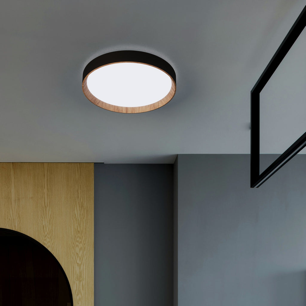 Lámpara de techo LED CCT tipo plafón - 36W - Efecto madera - Ø50cm