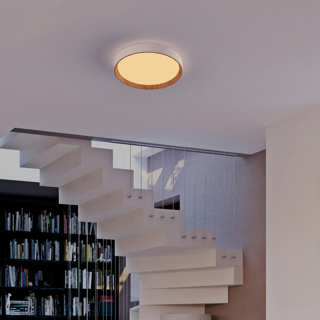 Lámpara de techo LED CCT tipo plafón - 36W - Efecto madera - Ø50cm