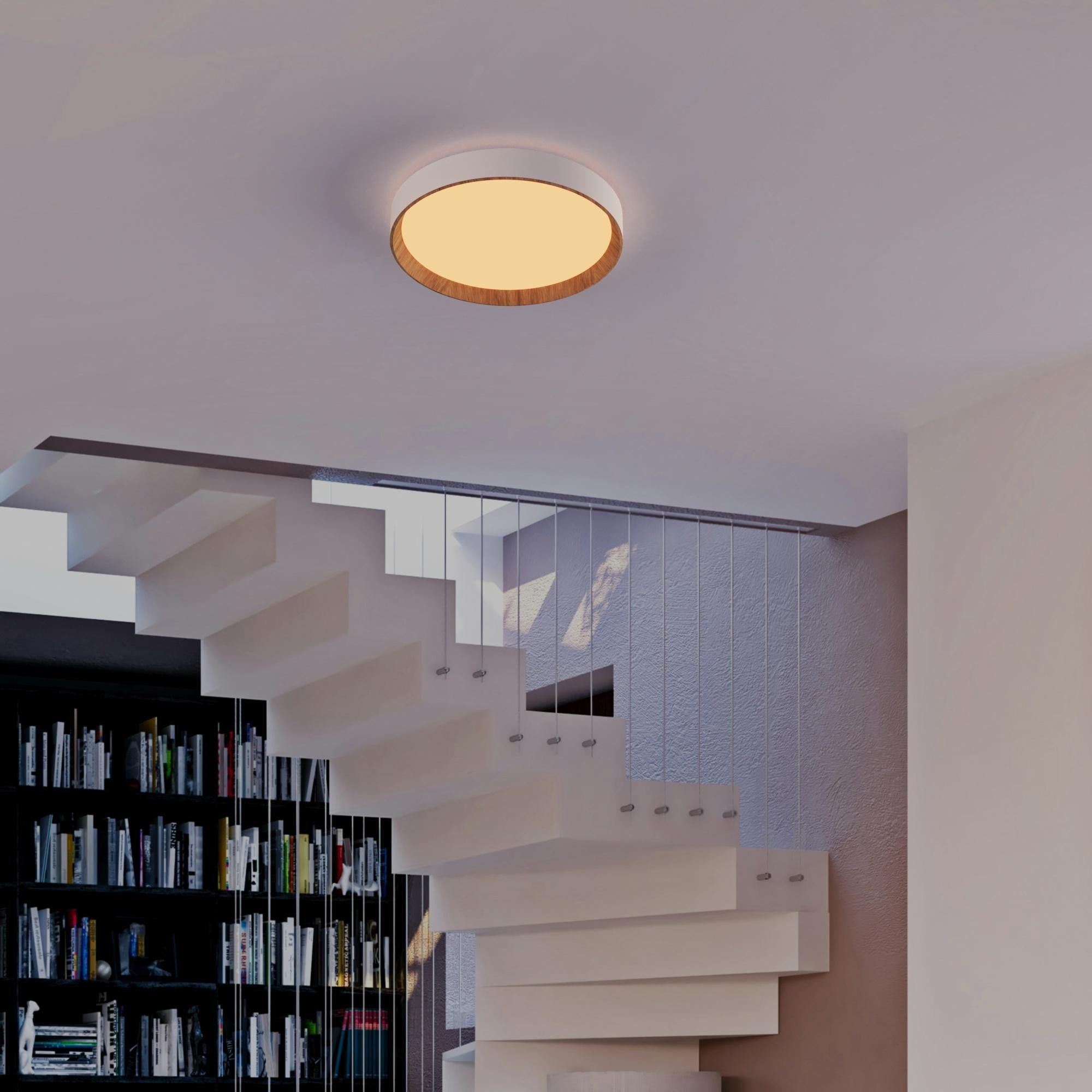 Lámpara de techo LED CCT tipo plafón - 36W - Efecto madera - Ø50cm