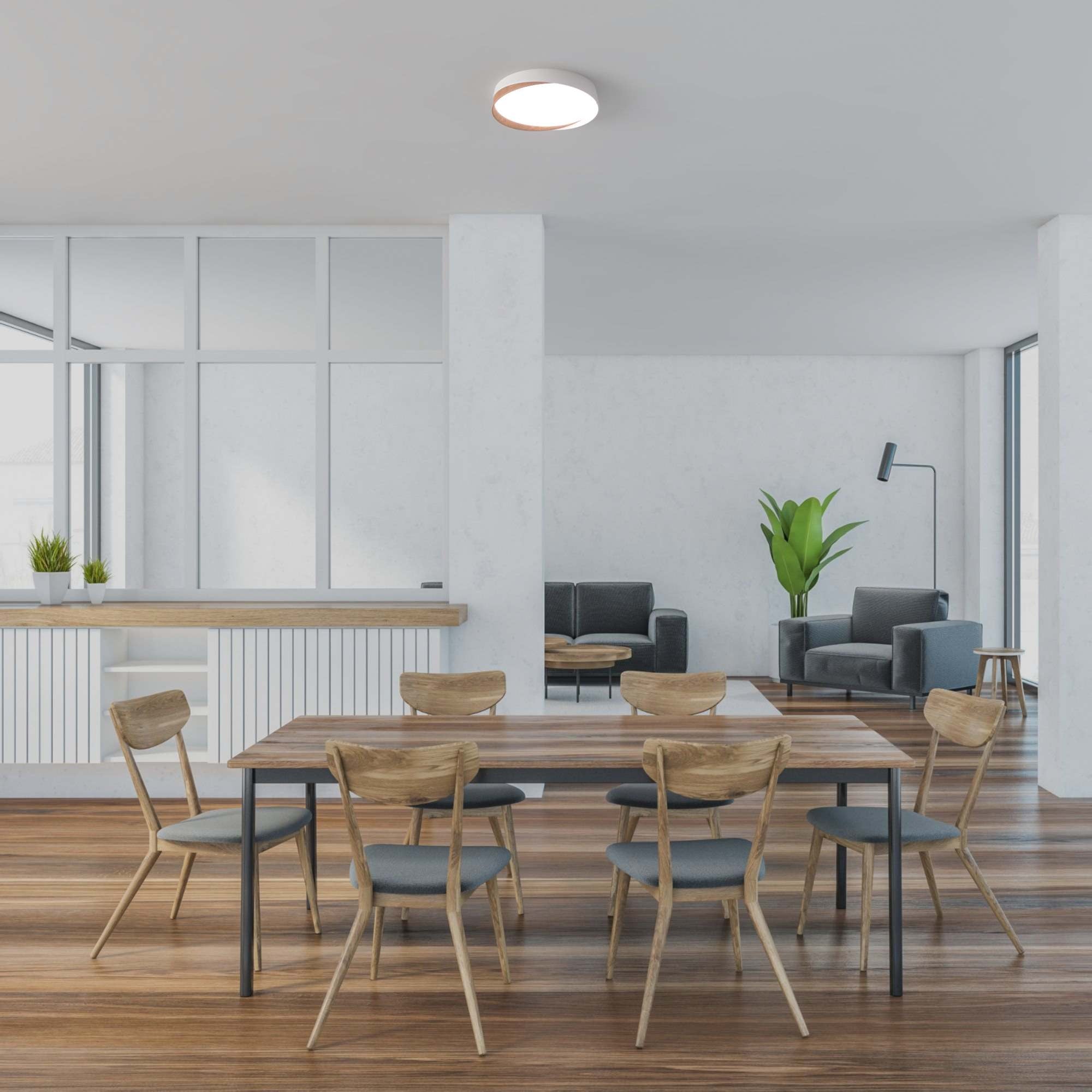 Lámpara de techo LED tipo plafón CCT 24W - Efecto madera - ø40cm - IP22