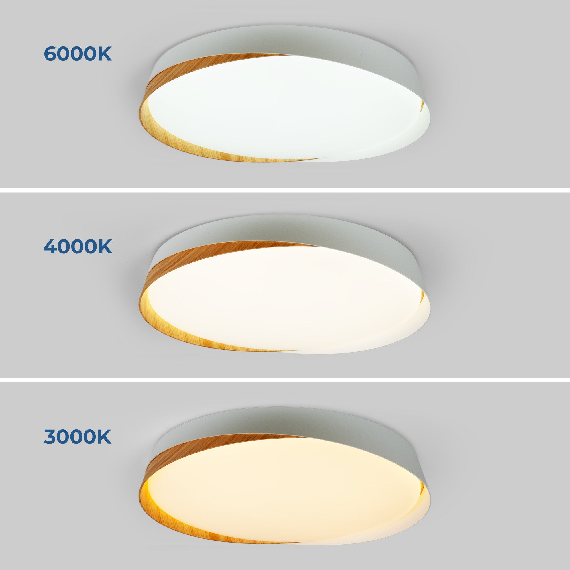 Lámpara de techo LED tipo plafón CCT 24W - Efecto madera - ø40cm - IP22