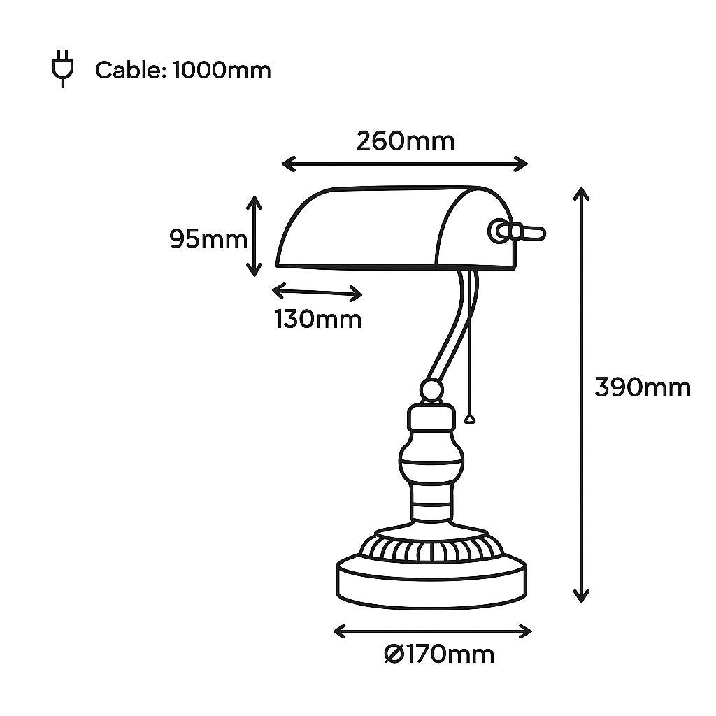 Lámpara de mesa vintage "BANQUERO" - E27