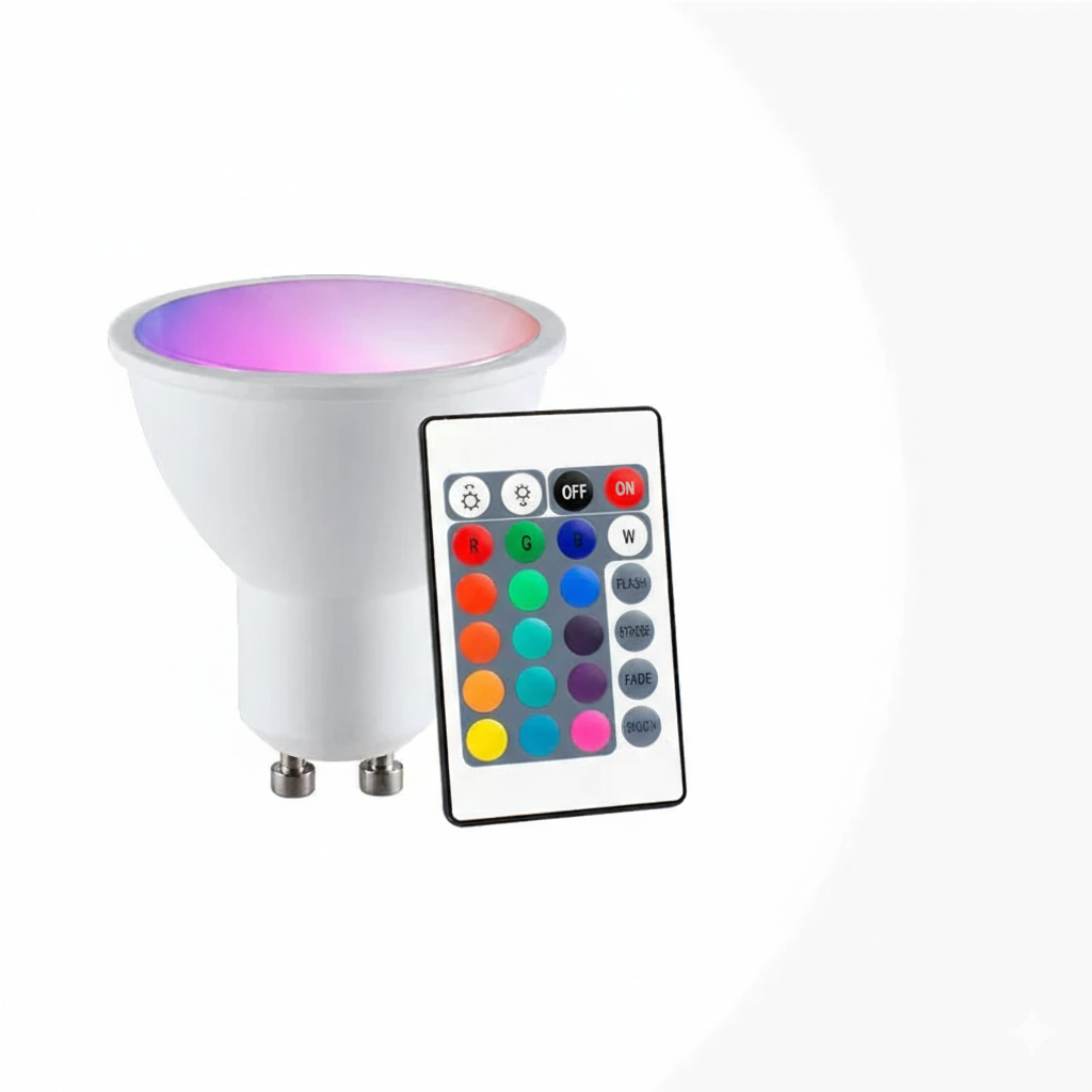 Bombilla LED GU10 RGBW inteligente - 5W - Con control remoto