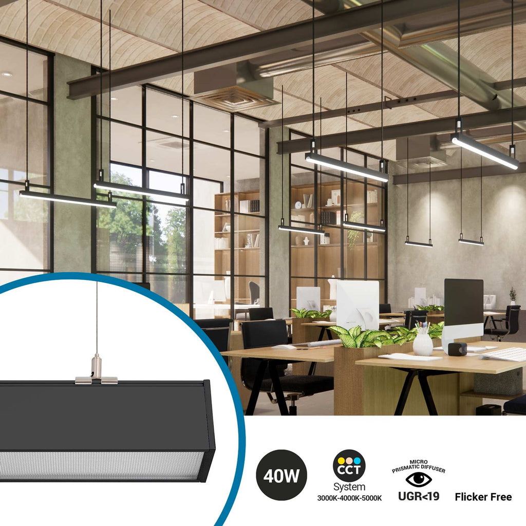 Luminaria lineal LED CCT - 40W - Suspensión / superficie - Potencia ajustable - 120cm