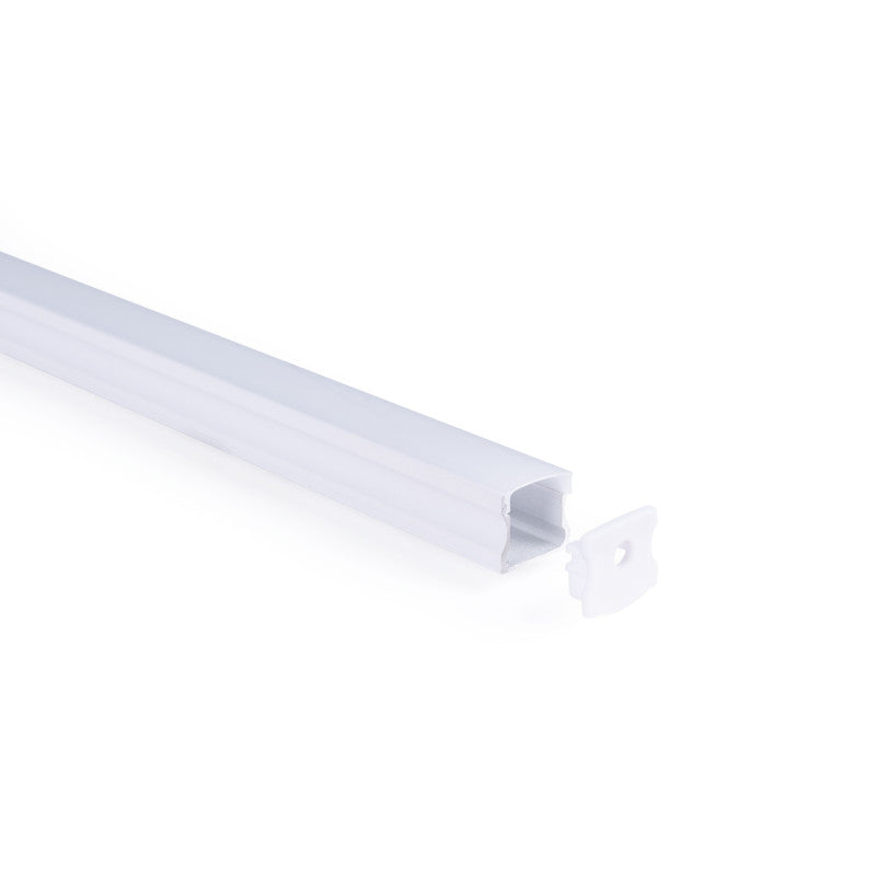 Perfil tira LED de superficie con difusor - Kit completo - 17,6x14,5mm - Tira LED ≤ 12 mm - 2 metros
