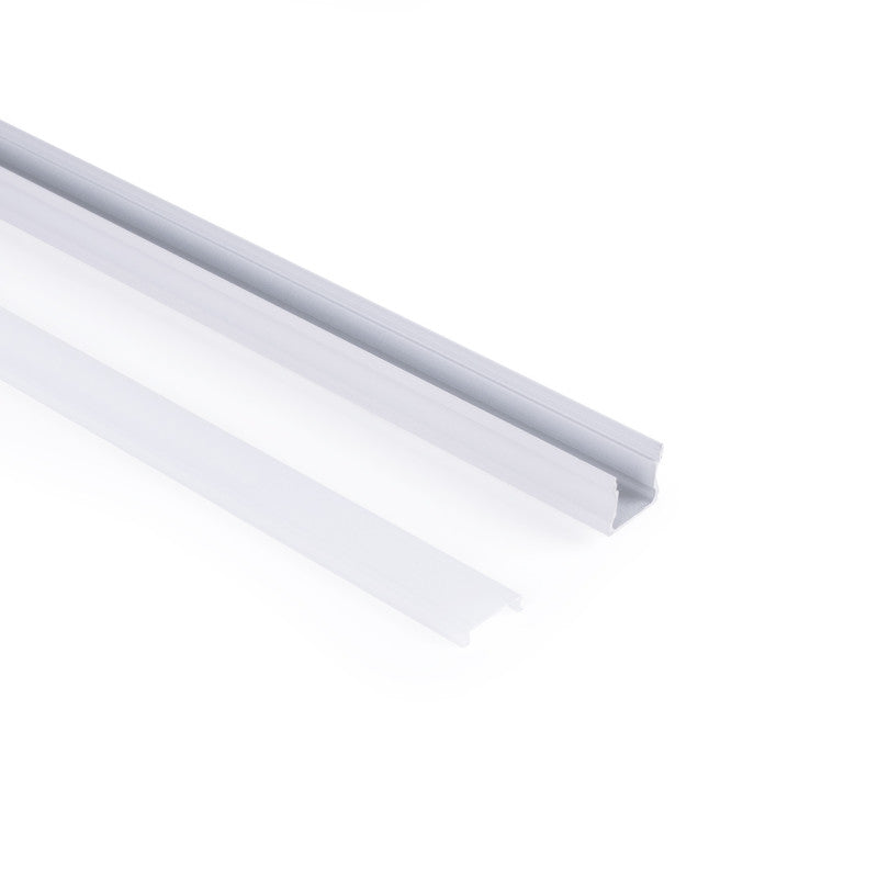 Perfil tira LED de superficie con difusor - Kit completo - 17,6x14,5mm - Tira LED ≤ 12 mm - 2 metros