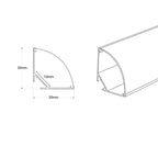 Perfil de aluminio de superficie para esquinas - Con difusor - Kit completo - 20x20mm - Tira LED hasta 10mm - 2 metros