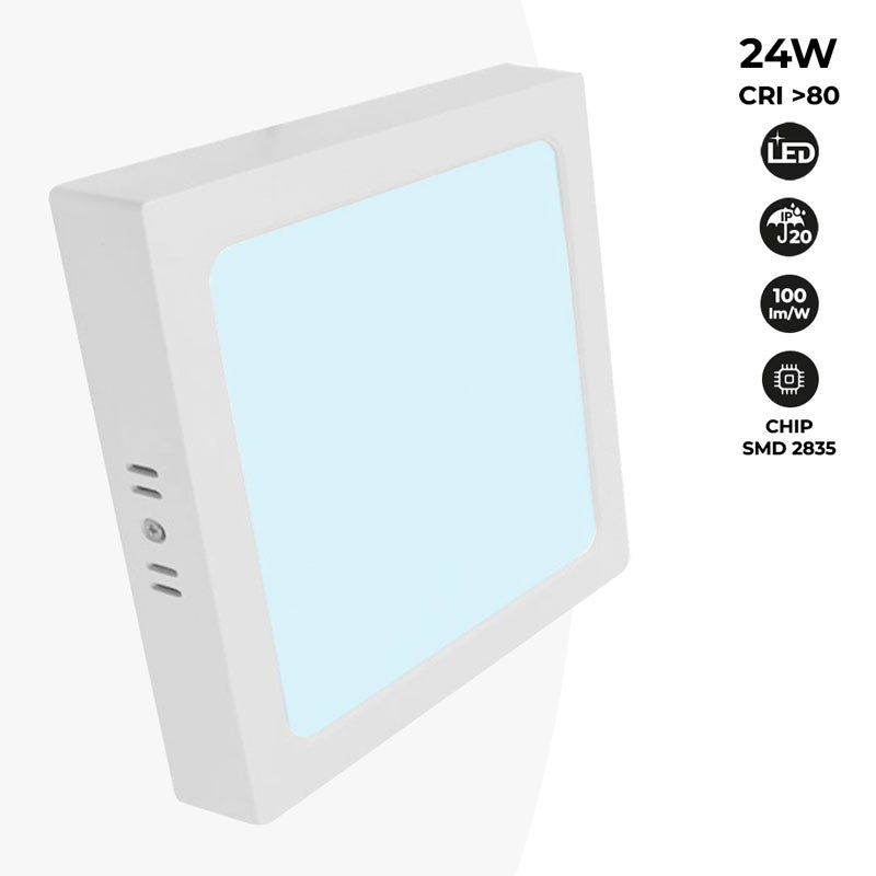 Plafón LED cuadrado de superficie 24W Alta Eficiencia