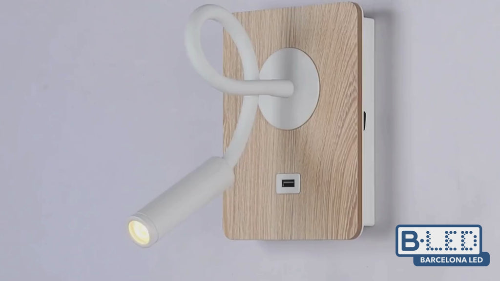 Aplique de pared flexible para lectura con puerto USB "LONDON USB" - Chip CREE - 3W