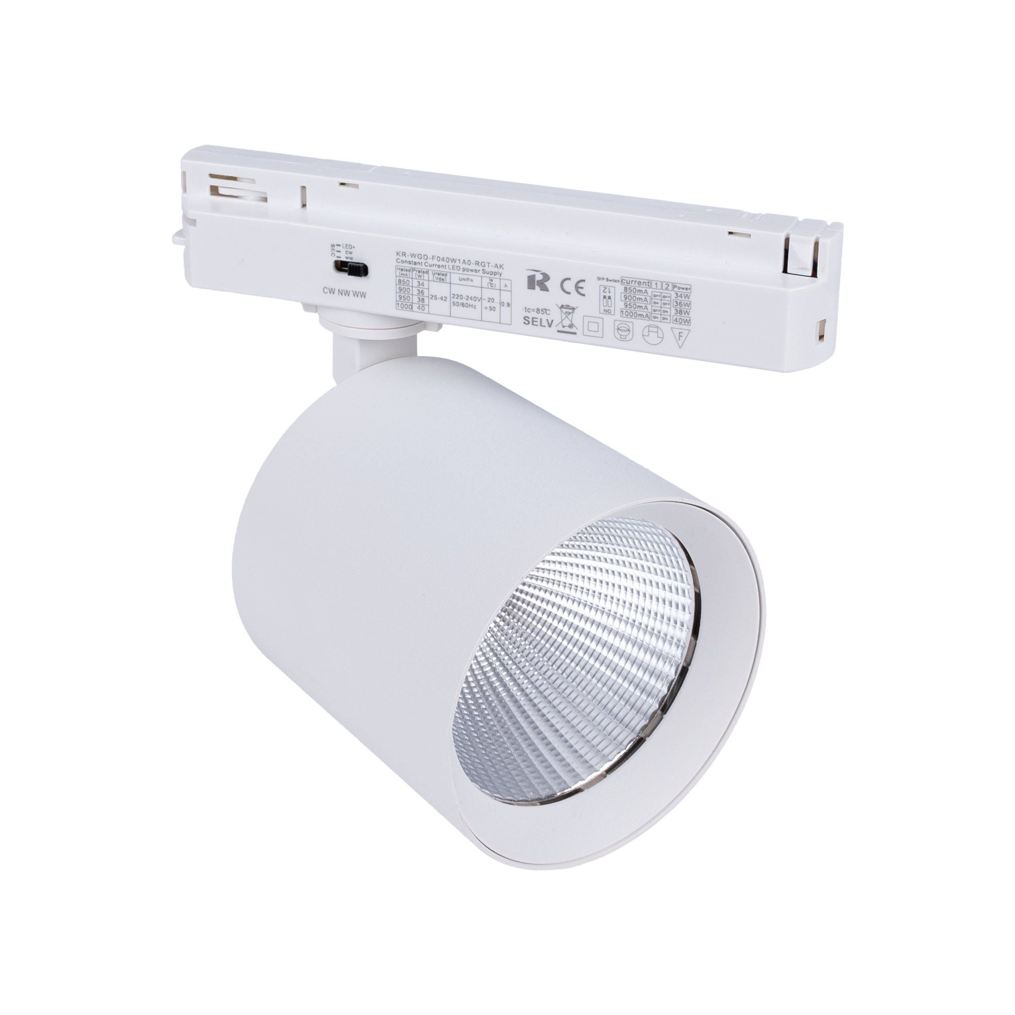 Proyector LED para carril monofásico CCT - 40W - CRI 90 - Blanco