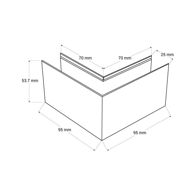 Unión en L para carriles magnéticos de superficie 20mm - Horizontal