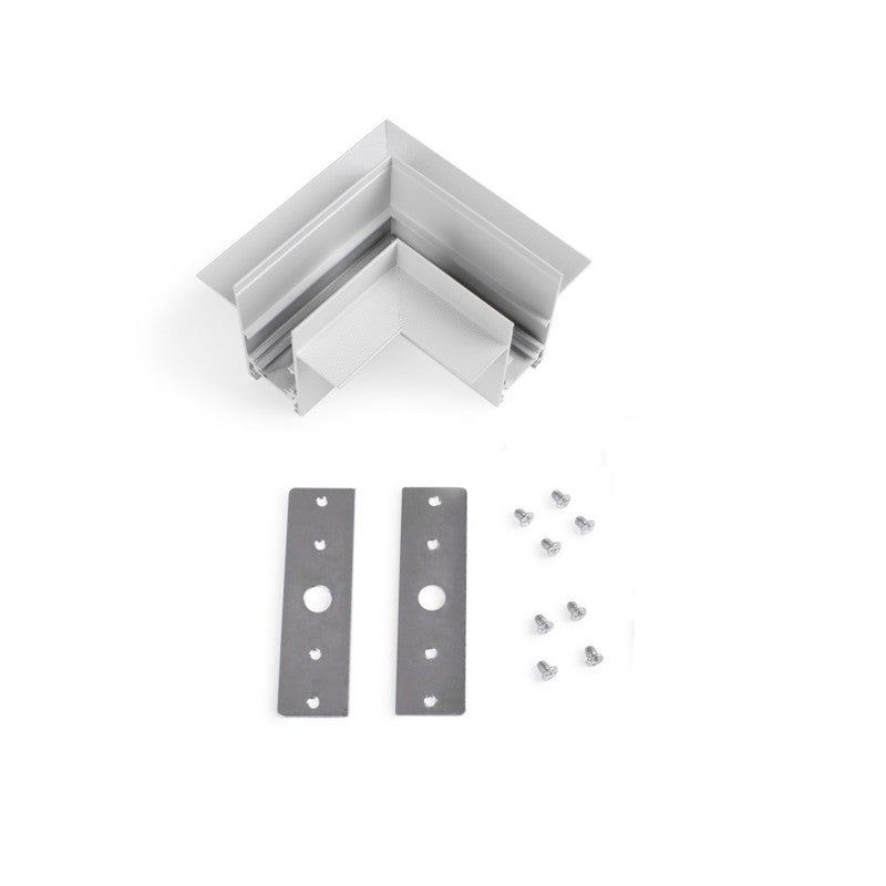 Unión en L para carriles magnéticos empotrables 20 mm - Horizontal