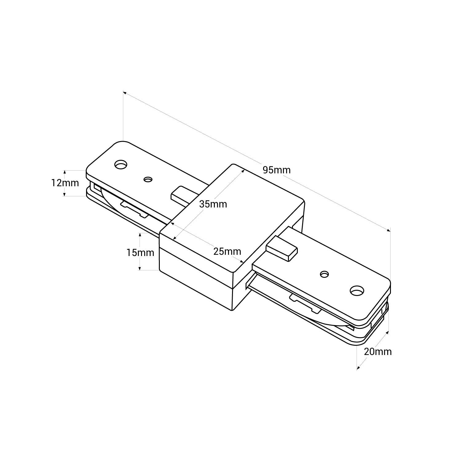 Unión rígida recta para carril monofásico de PVC ( Ref.: BTMP)